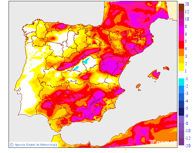 Variaci� de les temperatures m�ximes respecte al dia anterior