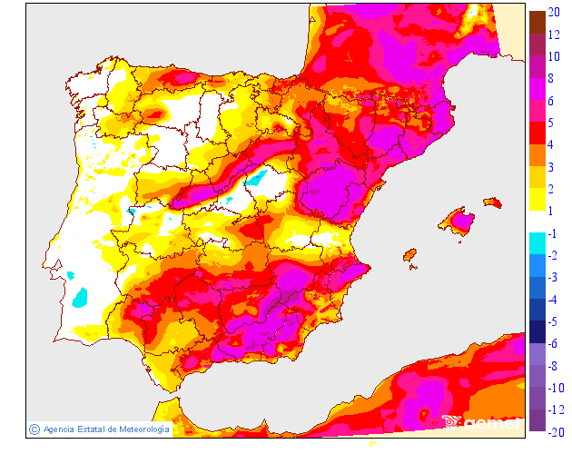 Variaci�n das temperaturas m�ximas respecto ao d�a anterior