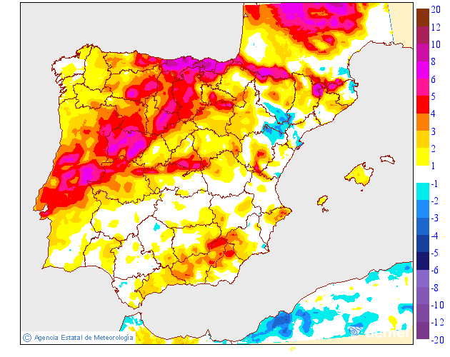 Tenperatura minimoen aldaketa aurreko egunarekiko