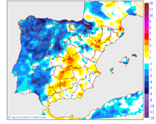 Variaci�n das temperaturas m�nimas respecto ao d�a anterior