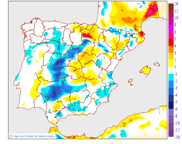 Variaci�n de las temperaturas m�ximas respecto al d�a anterior