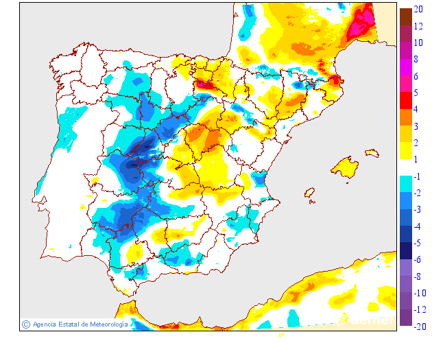 Variaci�n de las temperaturas m�ximas respecto al d�a anterior