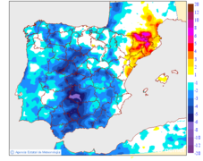 Tenperatura minimoen aldaketa aurreko egunarekiko