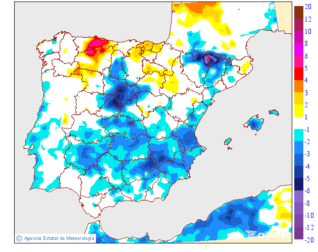 Variaci�n de las temperaturas m�nimas respecto al d�a anterior