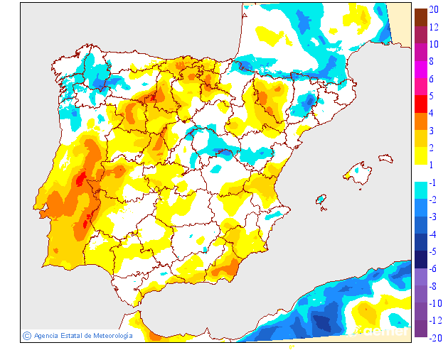 Variaci�n de las temperaturas m�ximas respecto al d�a anterior