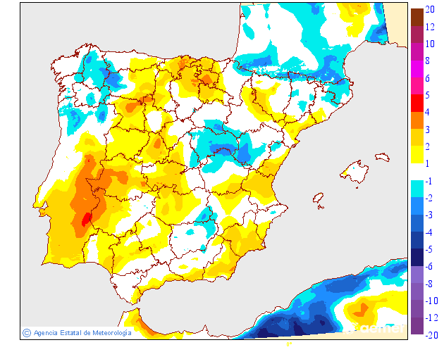 Variaci�n das temperaturas m�ximas respecto ao d�a anterior