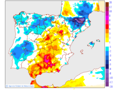 Variaci�n de las temperaturas m�nimas respecto al d�a anterior