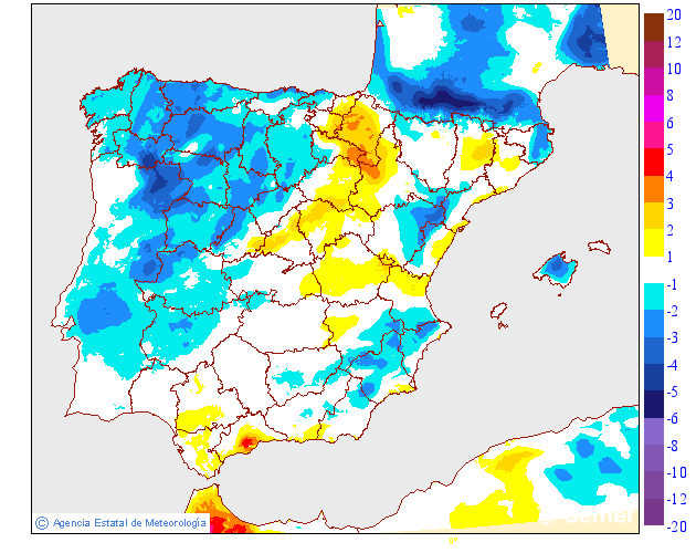 Variaci� de les temperatures m�ximes respecte al dia anterior