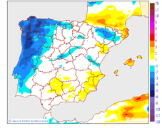 Variaci�n de las temperaturas m�ximas respecto al d�a anterior