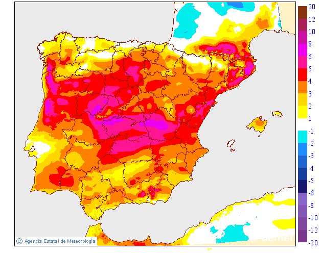 Variaci�n das temperaturas m�ximas respecto ao d�a anterior