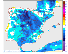 Minimum temperatures variation regarding the day before