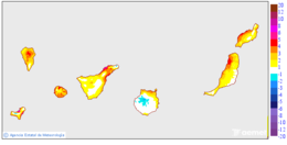 Variaci� de les temperatures m�nimes respecte al dia anterior