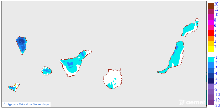 Variaci� de les temperatures m�nimes respecte al dia anterior