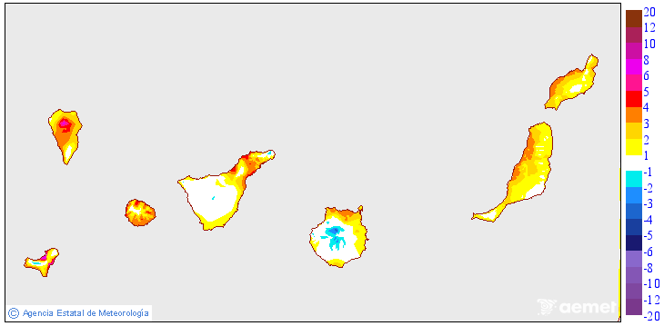 Variaci�n de las temperaturas m�nimas respecto al d�a anterior