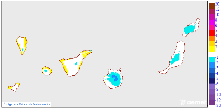 Variaci�n de las temperaturas m�ximas respecto al d�a anterior