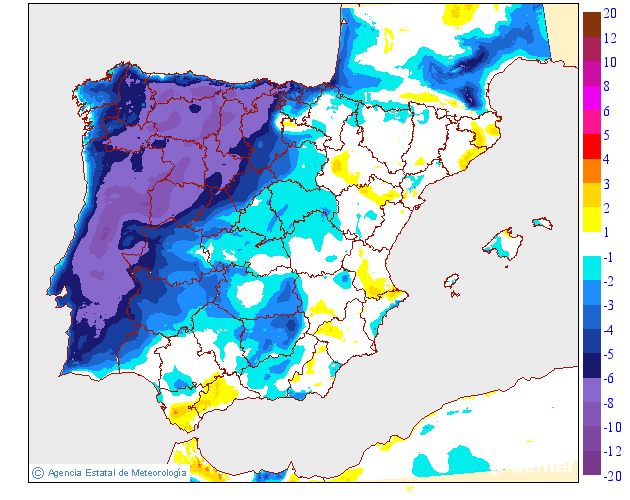 Variaci�n de las temperaturas m�ximas respecto al d�a anterior