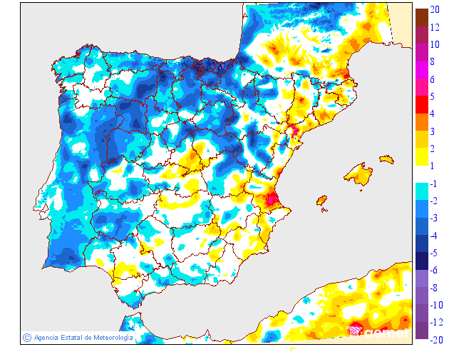 Minimum temperatures variation regarding the day before