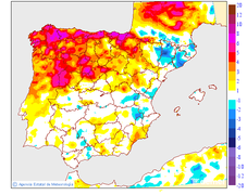 Minimum temperatures variation regarding the day before