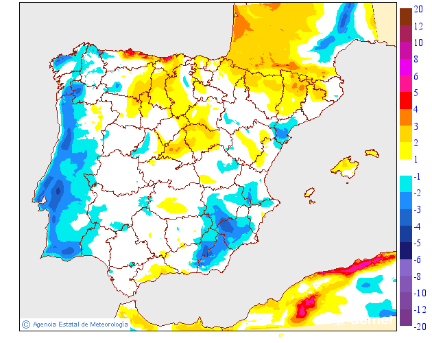 Variaci�n de las temperaturas m�ximas respecto al d�a anterior