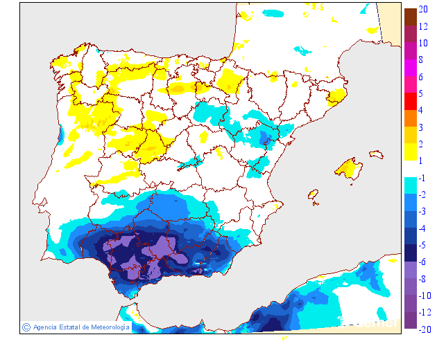 Variaci�n das temperaturas m�ximas respecto ao d�a anterior