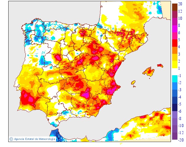 Variaci�n das temperaturas m�nimas respecto ao d�a anterior