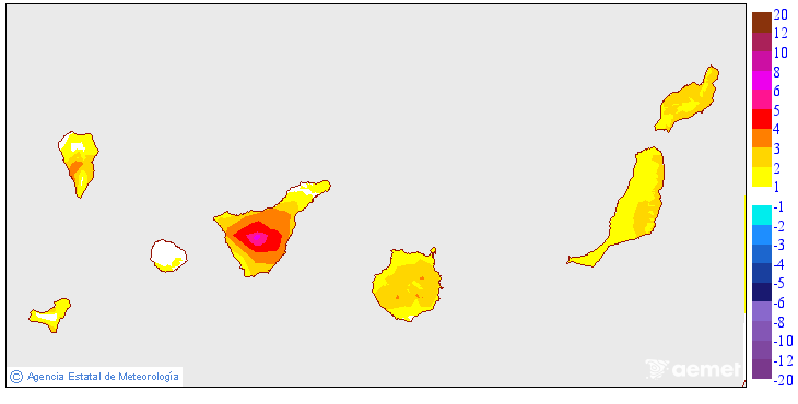 Variaci� de les temperatures m�ximes respecte al dia anterior