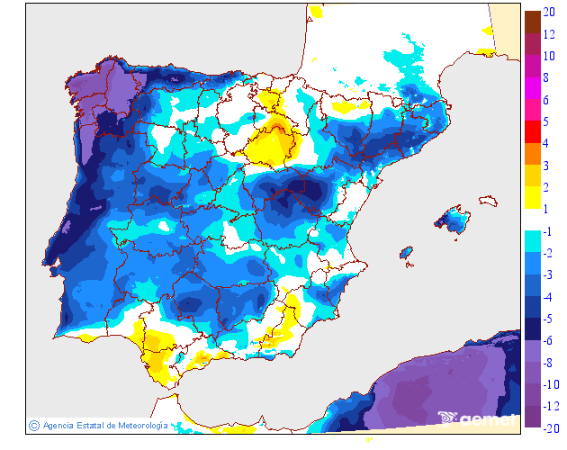 Variaci� de les temperatures m�ximes respecte al dia anterior