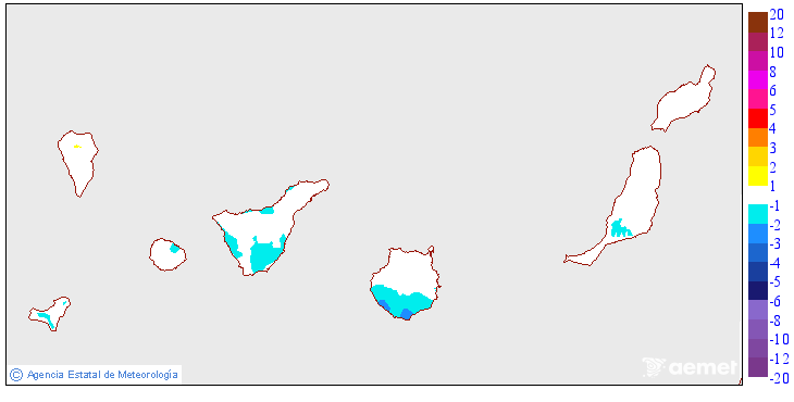 Variation des temp�ratures minimales par rapport au jour pr�c�dent