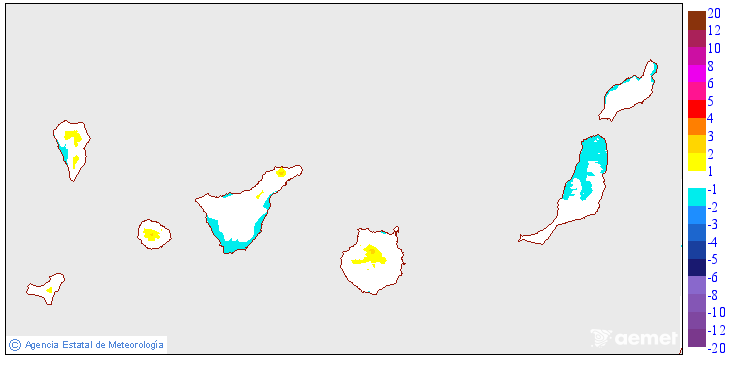 Variaci�n de las temperaturas m�ximas respecto al d�a anterior