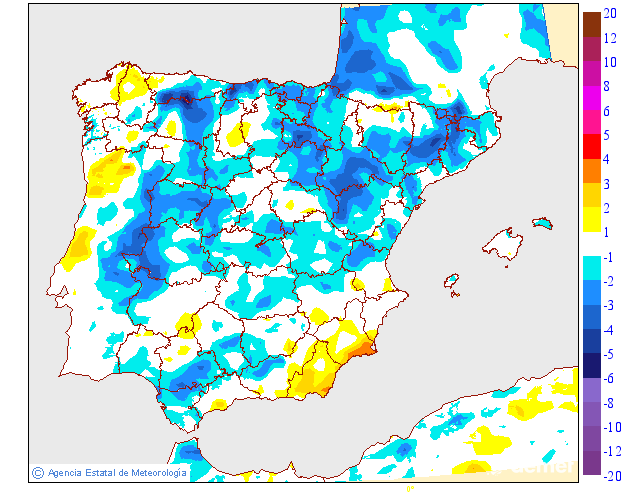 Variaci�n das temperaturas m�nimas respecto ao d�a anterior