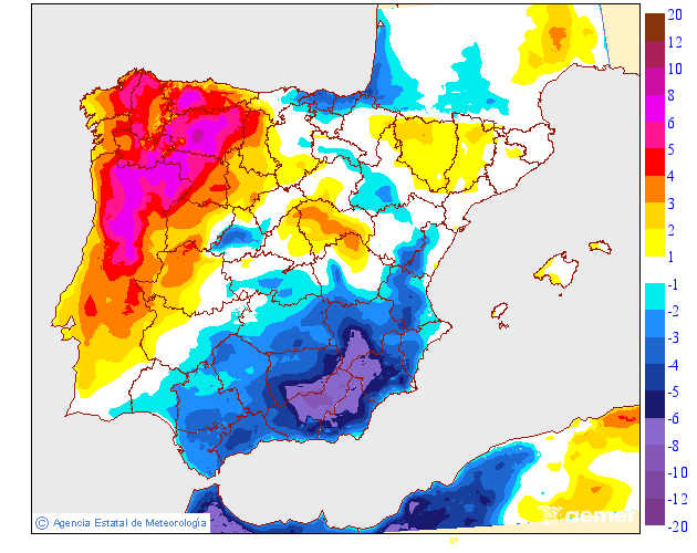 Tenperatura maximoen aldaketa aurreko egunarekiko