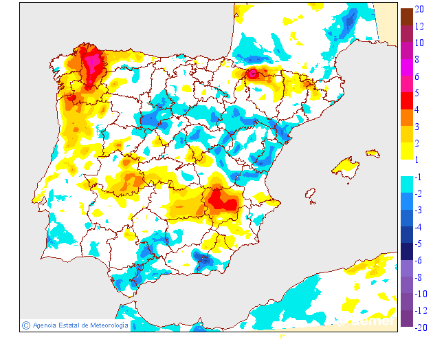 Variaci�n de las temperaturas m�nimas respecto al d�a anterior