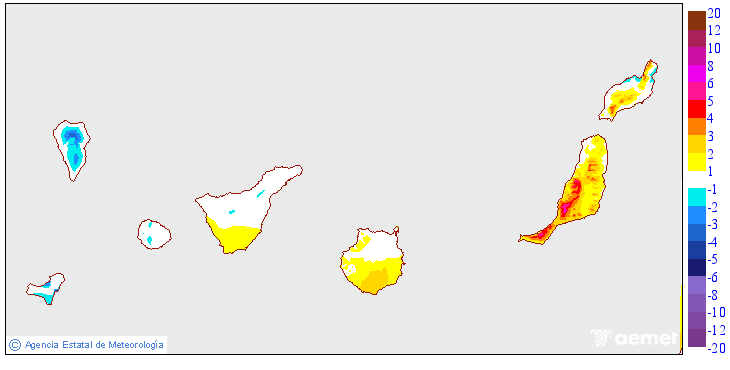 Variaci� de les temperatures m�nimes respecte al dia anterior