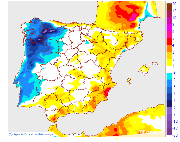 Variaci� de les temperatures m�ximes respecte al dia anterior