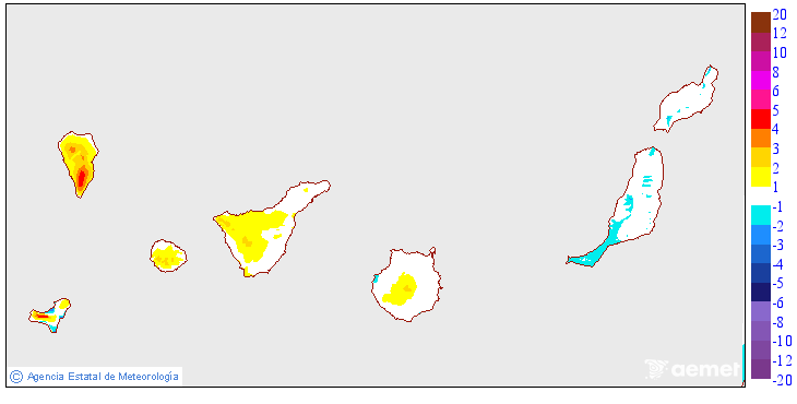 Variaci� de les temperatures m�nimes respecte al dia anterior