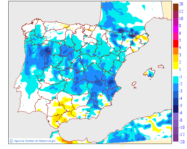 Variaci� de les temperatures m�nimes respecte al dia anterior