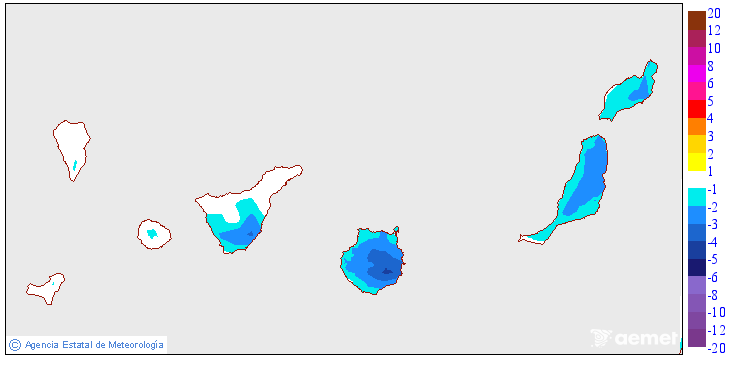 Variaci�n de las temperaturas m�ximas respecto al d�a anterior