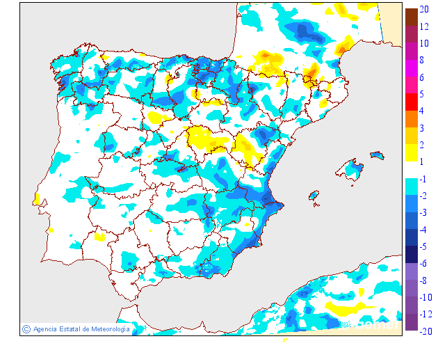 Minimum temperatures variation regarding the day before