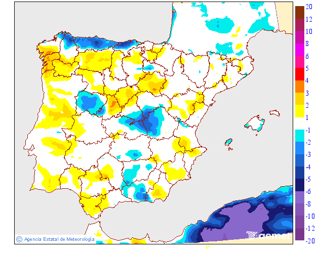 Variaci�n de las temperaturas m�ximas respecto al d�a anterior