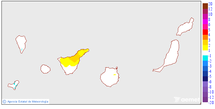 Variaci�n de las temperaturas m�nimas respecto al d�a anterior