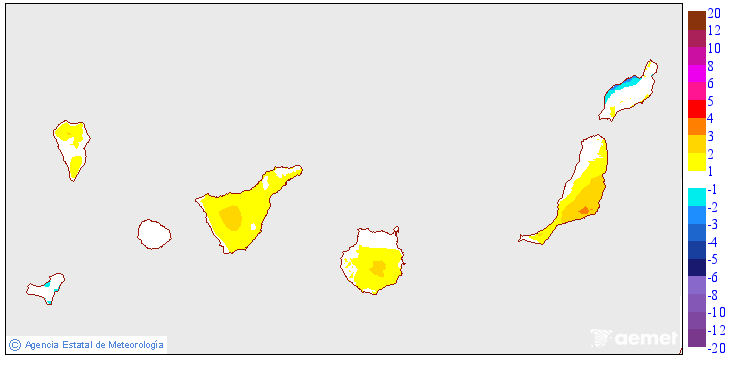 Variaci� de les temperatures m�ximes respecte al dia anterior