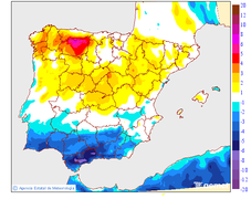 Maximum temperatures variation regarding the day before