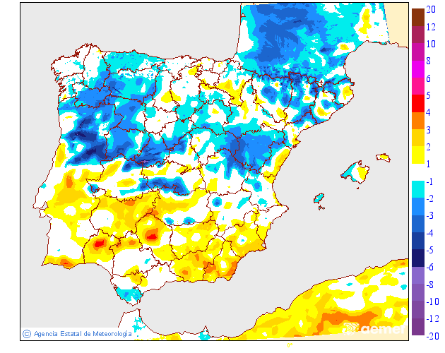 Variaci� de les temperatures m�nimes respecte al dia anterior
