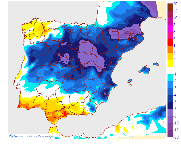 Maximum temperatures variation regarding the day before