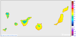 Maximum temperatures for today in the Canary Islands
