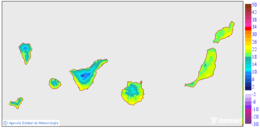 Maximum temperatures for tomorrow in the Canary Islands