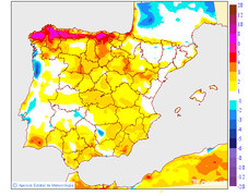Maximum temperatures variation regarding the day before