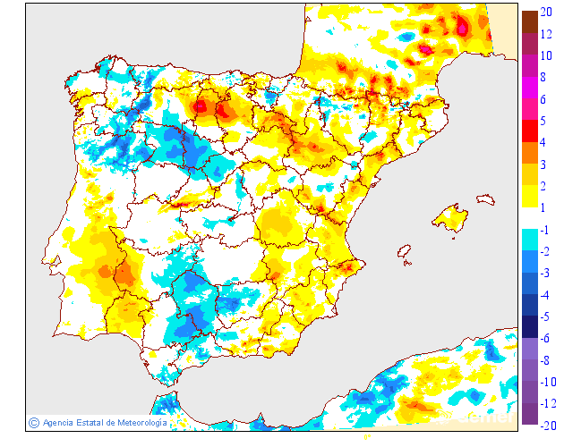 Tenperatura minimoen aldaketa aurreko egunarekiko
