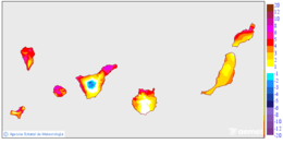 Variaci�n de las temperaturas m�ximas respecto al d�a anterior