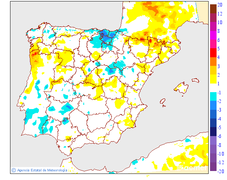 Variaci�n das temperaturas m�nimas respecto ao d�a anterior